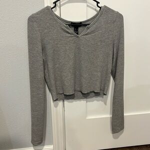 SWS Essentials long sleeve gray shirt lettuce trim
